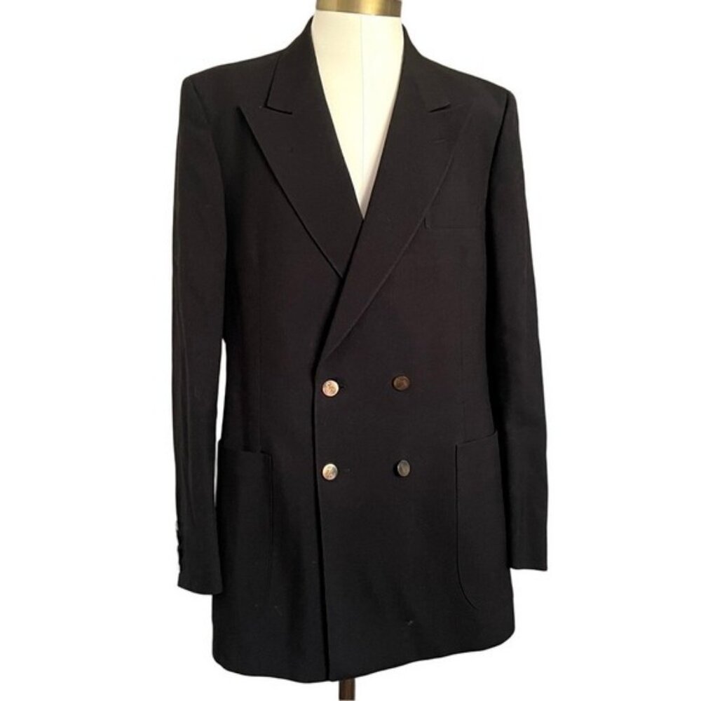 Vintage Christian Dior Black Double Breasted Wool Blend Blazer - 44 Long 🇨🇦 - Picture 3 of 13